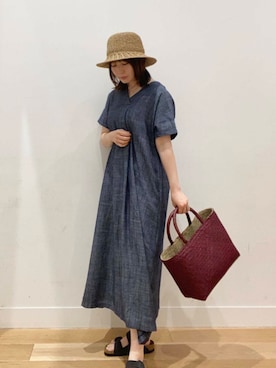 「帰省コーデ」｜「アイテム（帽子）」を使った、はっしーさん（レディース・153cm）の夏コーディネート