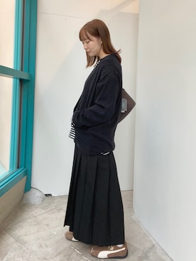 「アイテム（ノーカラージャケット）」を使った、はしもとさん（レディース・154cm）の秋コーディネート