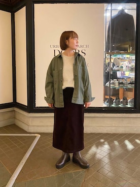「アイテム（カバーオール）」を使った、はしもとさん（レディース・153cm）の秋コーディネート