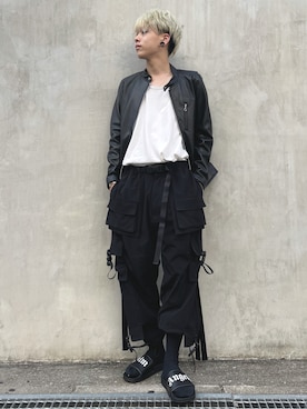 「DANKE SCHON（ダンケシェーン）のアイテム（ライダースジャケット）」を使った、クロカワ　リオさん（メンズ・170cm）の秋コーディネート