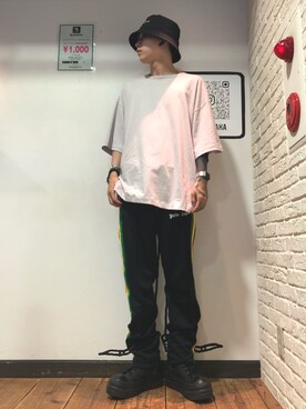 「WHITELAND（ホワイトランド）のWHITELAND/ホワイトランド/タグTシャツ/TAG TEE（Tシャツ/カットソー）」を使った、クロカワ　リオさん（メンズ・170cm）の夏コーディネート