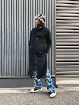 「charles jeffrey（チャールズジェフリー）のアイテム（帽子）」を使った、クロカワ　リオさん（メンズ・170cm）の冬コーディネート