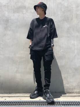 「DANKE SCHON（ダンケシェーン）のDankeSchon/ダンケシェーン/バイオウォッシュフラップパンツ（その他パンツ）」を使った、クロカワ　リオさん（メンズ・170cm）の夏コーディネート