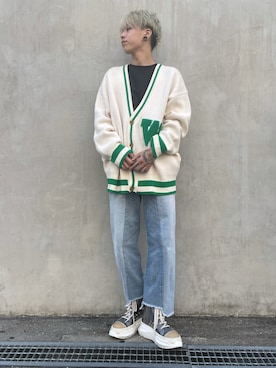 「WHITELAND（ホワイトランド）のアイテム（カーディガン/ボレロ）」を使った、クロカワ　リオさん（メンズ・170cm）の秋コーディネート