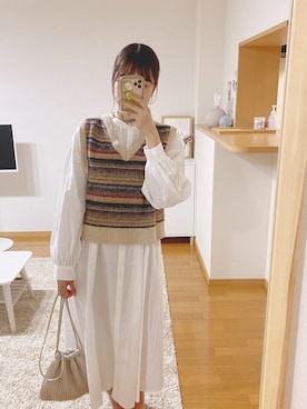 「ローリーズファーム(LOWRYS FARM)」｜「アイテム（シャツワンピース）」を使った、ちなさん（レディース・160cm）の秋コーディネート