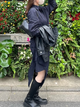 「アイテム（シャツワンピース）」を使った、つるさん（レディース・165cm）の秋コーディネート