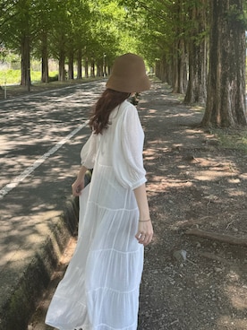 「アイテム（シャツワンピース）」を使った、miさん（レディース・165cm）の夏コーディネート