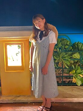 「sheinのアイテム（ワンピース/ドレス、グリーン系）」を使った、chamiさん（レディース・149cm）の夏コーディネート