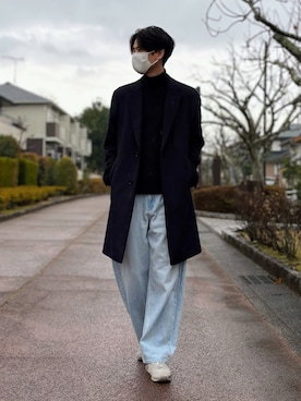 「アイテム（チェスターコート）」を使った、takamitsu suzukiさん（メンズ・179cm）の冬コーディネート
