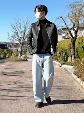 「アイテム（デニムパンツ）」を使った、takamitsu suzukiさん（メンズ・179cm・30代）の秋コーディネート