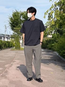 「BIRKENSTOCK（ビルケンシュトック）のGILFORD/ギルフォード ブラック(MEN)（ドレスシューズ、ブラック系）」を使った、takamitsu suzukiさん（メンズ・179cm）の夏コーディネート