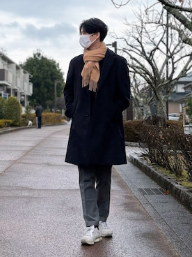 「アイテム（スラックス）」を使った、takamitsu suzukiさん（メンズ・179cm・30代）の冬コーディネート