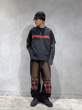 「Sourcream（サワークリーム）のアイテム」を使った、SHINさん（メンズ・167cm）の春コーディネート