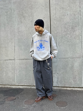 「アイテム（モカシン/デッキシューズ、ブラウン系）」を使った、SHINさん（メンズ・167cm）の春コーディネート
