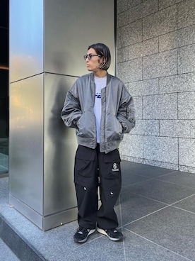 「ストリートカジュアル」｜「アイテム（MA-1）」を使った、SHINさん（メンズ・167cm）の秋コーディネート