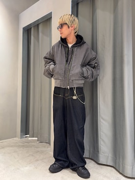 「アイテム（MA-1）」を使った、SHINさん（メンズ・167cm）の秋コーディネート