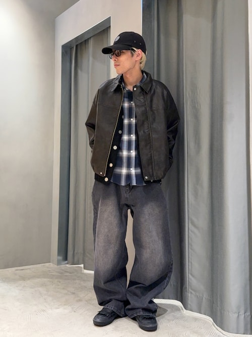 セール】ステンカラーヴィンテージライクレザーブルゾン（ブルゾン