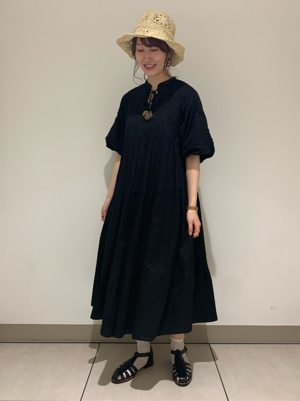 ツハルバイサマンサモスモス リネンコットン 切り替え 刺繍 ワンピース TSUHARU by Samansa Mos2（ツハルバイサマンサモスモス）の「花