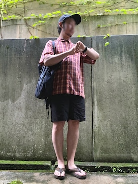 「VANS（バンズ）のアイテム（サンダル）」を使った、ヒロさん（メンズ・169cm）の夏コーディネート