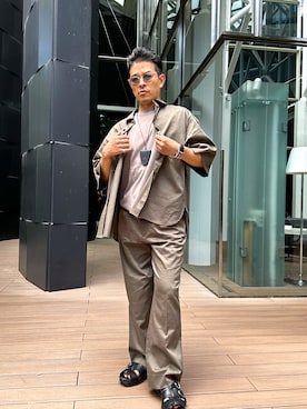 「tk.TAKEO KIKUCHI（ティーケータケオキクチ）のアイテム（シューズ）」を使った、シンイチさん（メンズ・172cm）の夏コーディネート