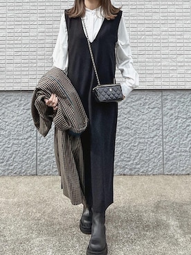 「chanel」｜「アイテム（ジャンパースカート）」を使った、ycmさん（レディース・160cm）の冬コーディネート