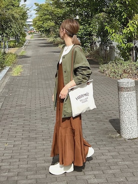 「HERMES」｜「アイテム（ノーカラージャケット）」を使った、ycmさん（レディース・160cm）の秋コーディネート