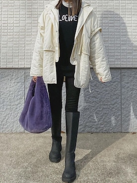 「LOEWE」｜「アイテム（ブルゾン）」を使った、ycmさん（レディース・160cm）の冬コーディネート