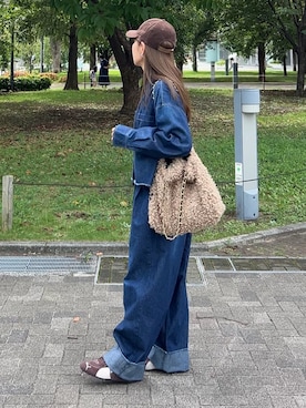 「アイテム（キャップ）」を使った、ycmさん（レディース・160cm）の秋コーディネート