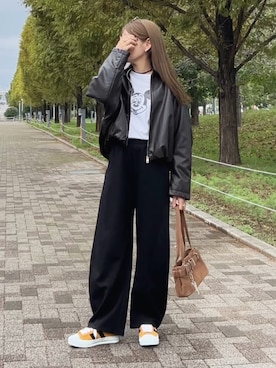 「アイテム（スウェットパンツ）」を使った、ycmさん（レディース・160cm）の秋コーディネート