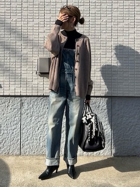 「アイテム（オールインワン・サロペット）」を使った、ycmさん（レディース・160cm）の冬コーディネート