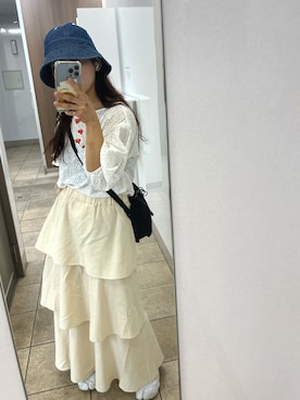「H&M（エイチ・アンド・エム）のアイテム（帽子）」を使った、あかりさん（レディース・156cm）の夏コーディネート
