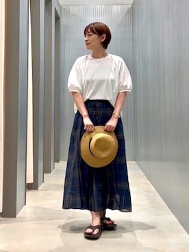 「SMELLY（スメリー）のステンレススクリューチェーンネックレス（ネックレス、ゴールド系）」を使った、Ayaneさん（レディース・165cm）の夏コーディネート