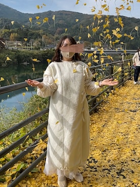 「イチョウ並木」｜「アイテム（ワンピース/ドレス）」を使った、omusayaさん（レディース・157cm）の秋コーディネート