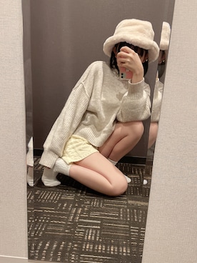 「DRESKIP（ドレスキップ）のアイテム（ハット）」を使った、椎名さん（レディース・159cm）の冬コーディネート