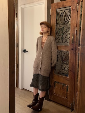 「アイテム（ハンチング/ベレー帽）」を使った、momoさん（レディース・154cm）の秋コーディネート