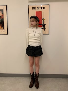 「アイテム（ハンチング/ベレー帽）」を使った、momoさん（レディース・154cm）の秋コーディネート