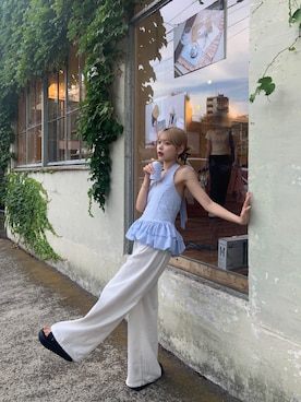 「アイテム（パンツ）」を使った、momoさん（レディース・154cm）の夏コーディネート