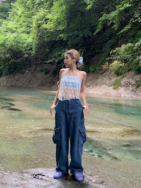 「アイテム（アンダーウェア）」を使った、momoさん（レディース・154cm）の夏コーディネート