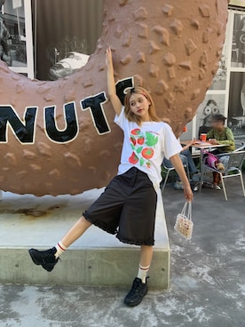 「LYEON（リヨン）のアイテム」を使った、momoさん（レディース・154cm）の夏コーディネート