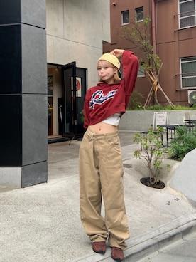 「アイテム（パーカー）」を使った、momoさん（レディース・154cm）の秋コーディネート