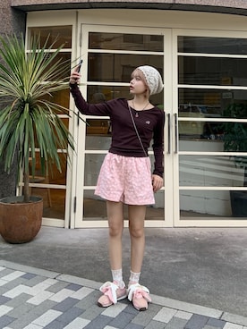 「アイテム（ニットキャップ/ビーニー）」を使った、momoさん（レディース・154cm）の夏コーディネート