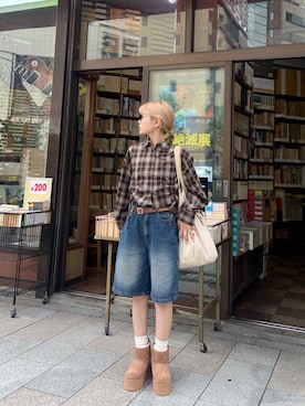 「GRL（グレイル）のアイテム（シャツ/ブラウス）」を使った、momoさん（レディース・154cm）の秋コーディネート