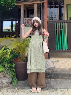 「リゾートスタイル」｜momoさん（レディース・156cm）の夏コーディネート