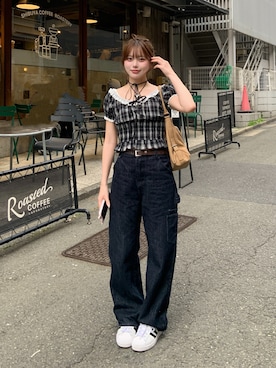 「adidas（アディダス）のadidas/SUPERSTAR II（スニーカー、ホワイト系）」を使った、momoさん（レディース・156cm）の春コーディネート