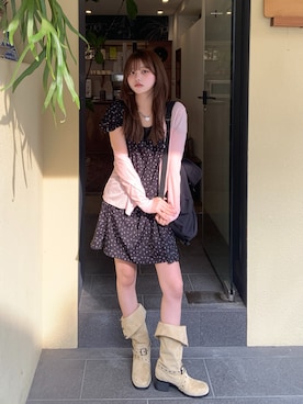 「UNE MANSION（ユヌマンション）のアイテム」を使った、momoさん（レディース・156cm）の春コーディネート