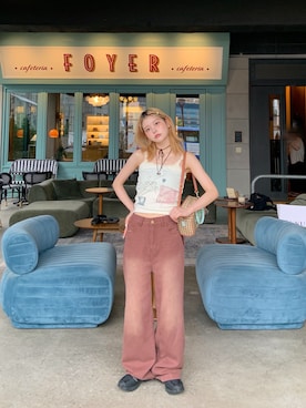 「アイテム（タンクトップ）」を使った、momoさん（レディース・154cm）の夏コーディネート