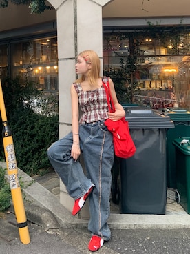 「PUMA（プーマ）のアイテム」を使った、momoさん（レディース・154cm）の夏コーディネート