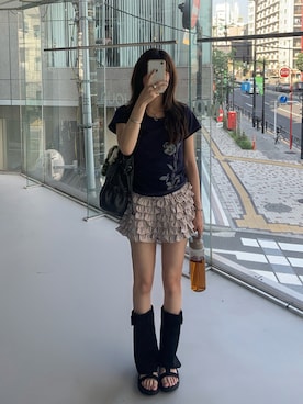 「UNE MANSION（ユヌマンション）のアイテム」を使った、momoさん（レディース・156cm）の夏コーディネート