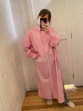 「デニムっていいよね」｜「アイテム（シャツワンピース）」を使った、ななみんさん（レディース・155cm）の夏コーディネート