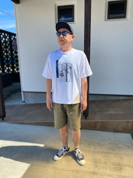 「MANUAL ALPHABET（マニュアル アルファベット）のアイテム（パンツ）」を使った、だっちんさん（メンズ・173cm）の夏コーディネート